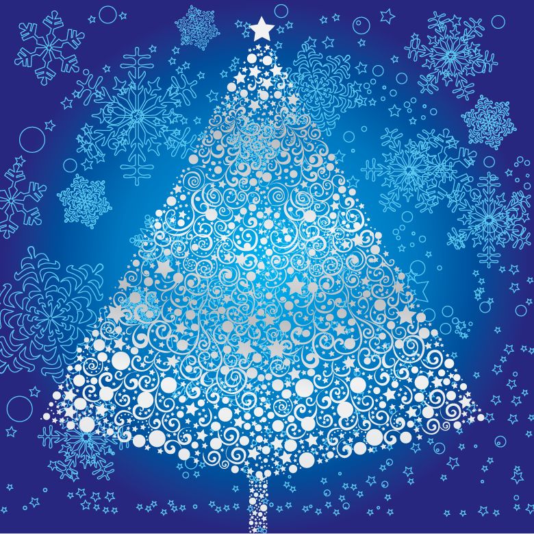 free vector Abstract Christmas Tree with Snowflake Vector Art